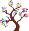 Mente Activa Logo: Outline of a human head facing left with coloured circles arranged in the shape of a brain inside the outline.